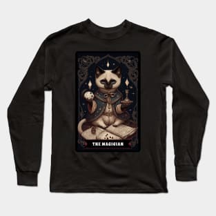 Siamese Cat The Magician Tarot Card Long Sleeve T-Shirt